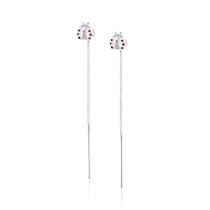 Cercei argint lungi cu lant si buburuză roz cu pietre Ladybug DiAmanti Z1804EPR_P-DIA (Argint 925‰ 1,7 g.)